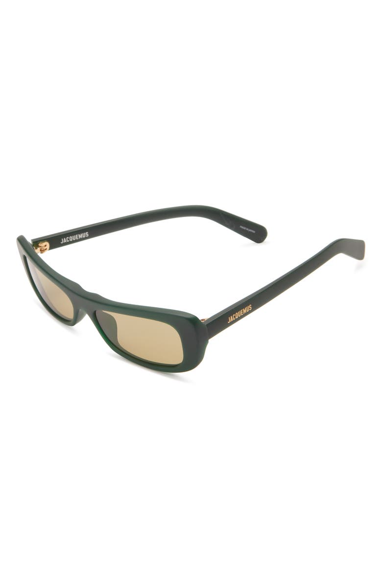 Jacquemus Les Lunettes Capri 55mm Cat Eye Sunglasses, Alternate, color, Matte Dark Green/ Gold