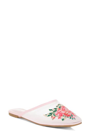 London Rag Shara Embroidered Mesh Mule In White
