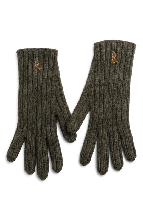 Monogram Embroidered Merino Wool Gloves