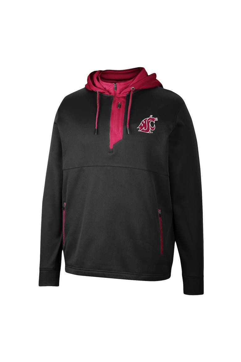 Men's Colosseum Black Washington State Cougars Luge 3.0 Quarter-Zip Hoodie, Alternate, color, Black