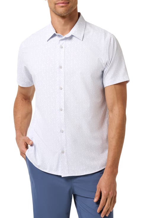 Techwoven Sunlight Floral Short Sleeve Performance Button-Up Shirt