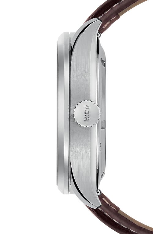 Mido Multifort Leather Strap Watch, 42mm In Metallic