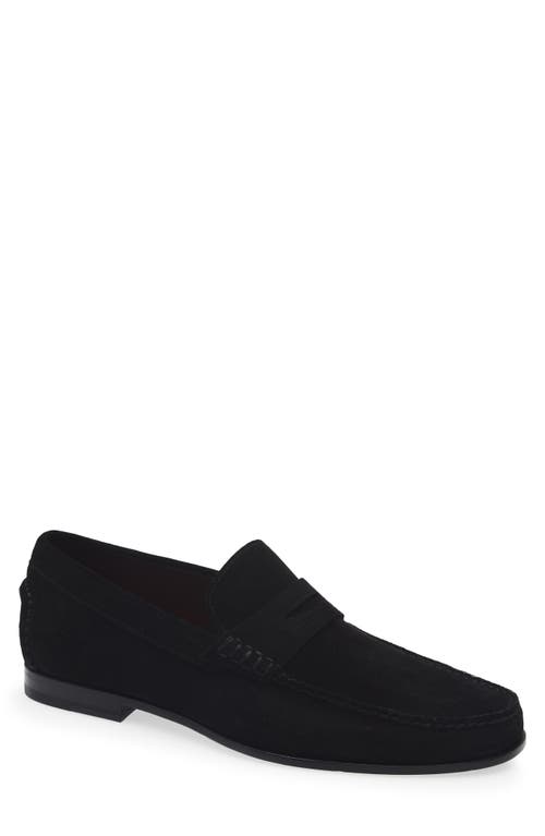 Santoni Suede Penny Loafer In Blue