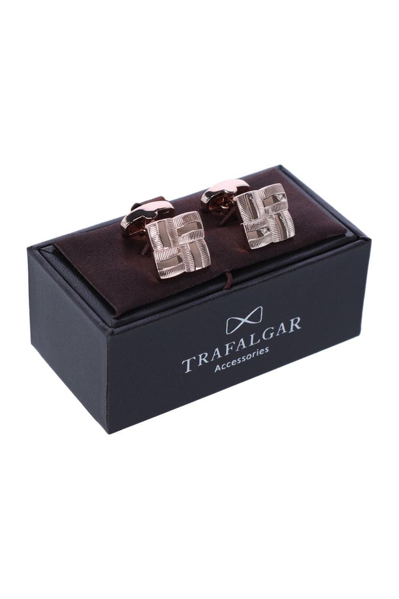 Clayton Square Detailed Rose Gold Cufflinks, Alternate, color, Rose Gold