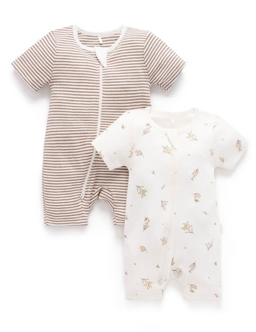 Purebaby 2 Pack Short Zip Romper