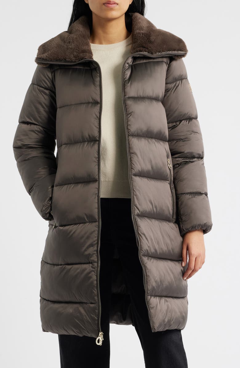 BCBG Missy Nylon Puffer Coat, Alternate, color, Mocha