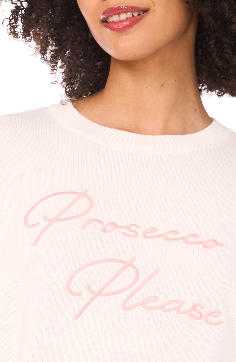 CeCe Prosecco Please Cotton Sweater, Alternate, color, Antique White