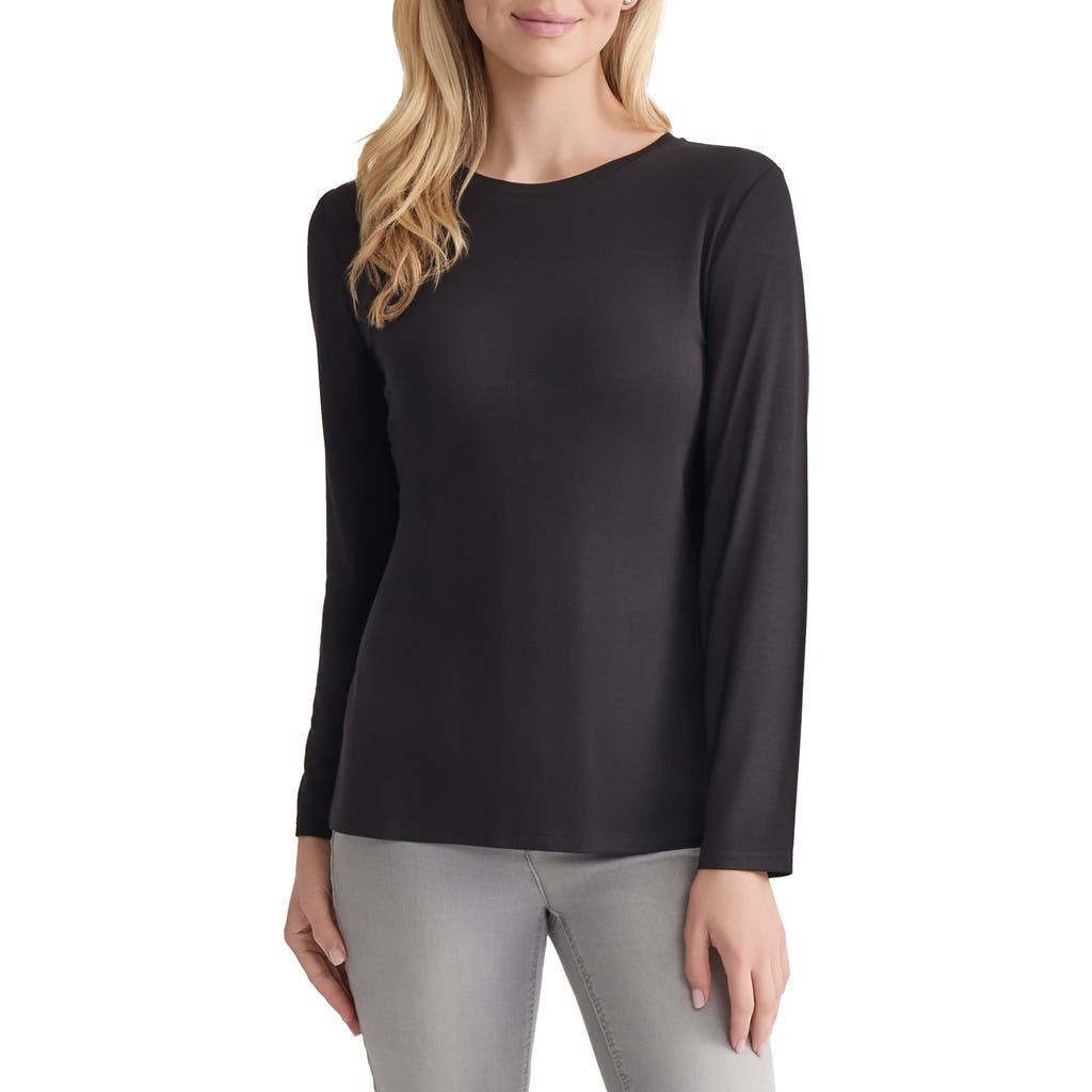 Jones New York Crewneck Long Sleeve T-shirt In Black