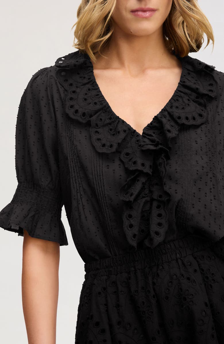 Sam Edelman Flounce Ruffle Cotton Top, Alternate, color, True Black
