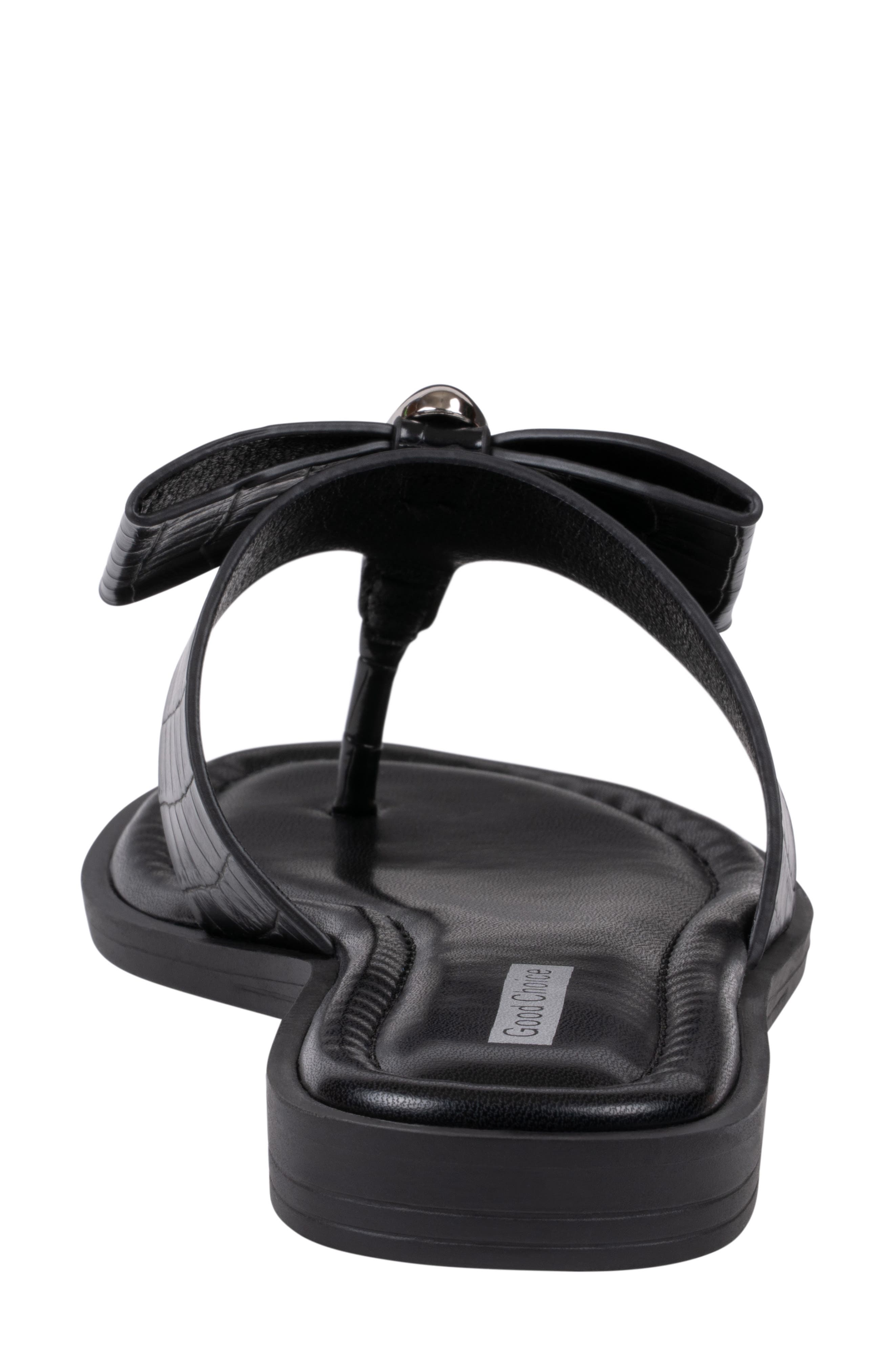 Alba Bow Flat Slide Sandal, Alternate, color, BLACK