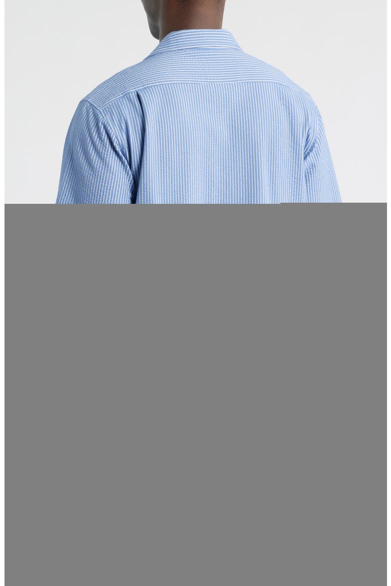 Pinstripe Seersucker Pajama Camp Shirt, Alternate, color, BLUE STRIPE