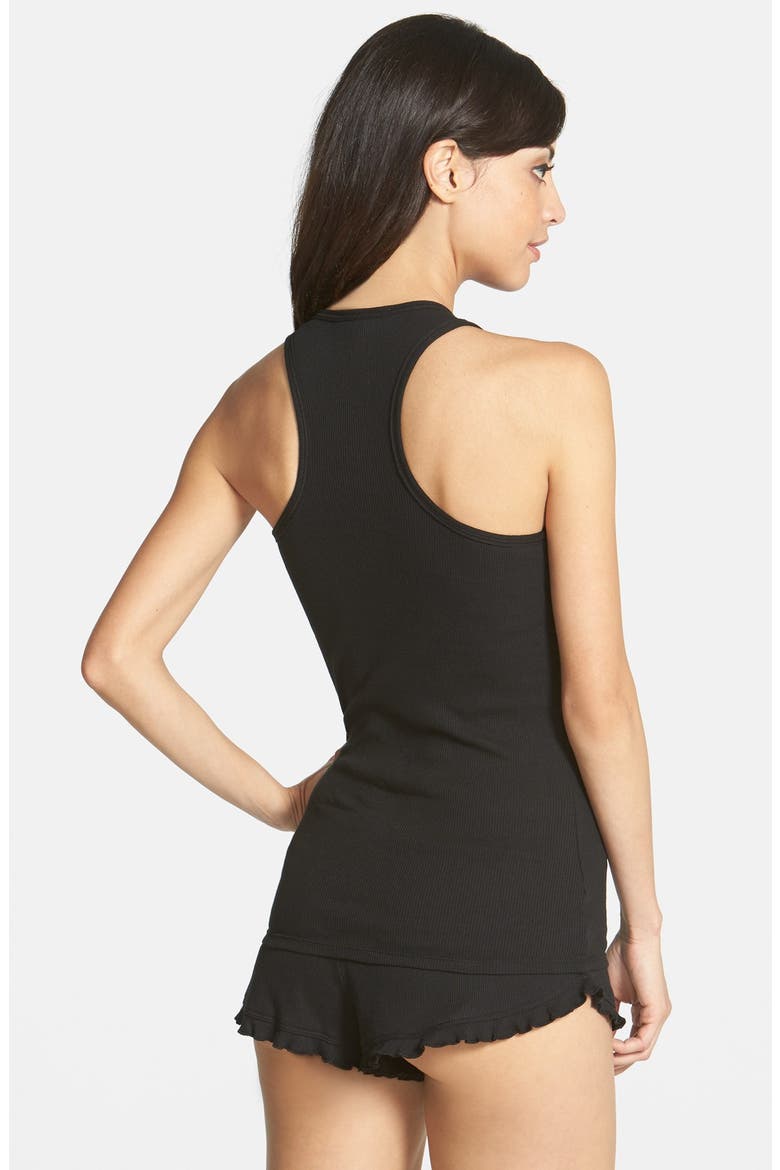 Ribbed Short Pajamas, Alternate, color, RAVEN BLACK
