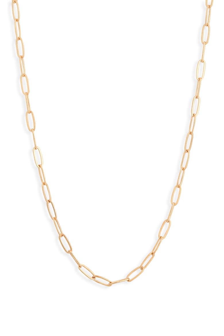 Paper Clip Chain Necklace, Main, color, GOLD
