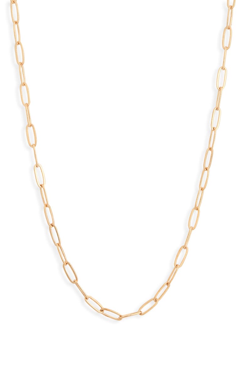 Anzie Paper Clip Chain Necklace, Main, color, Gold