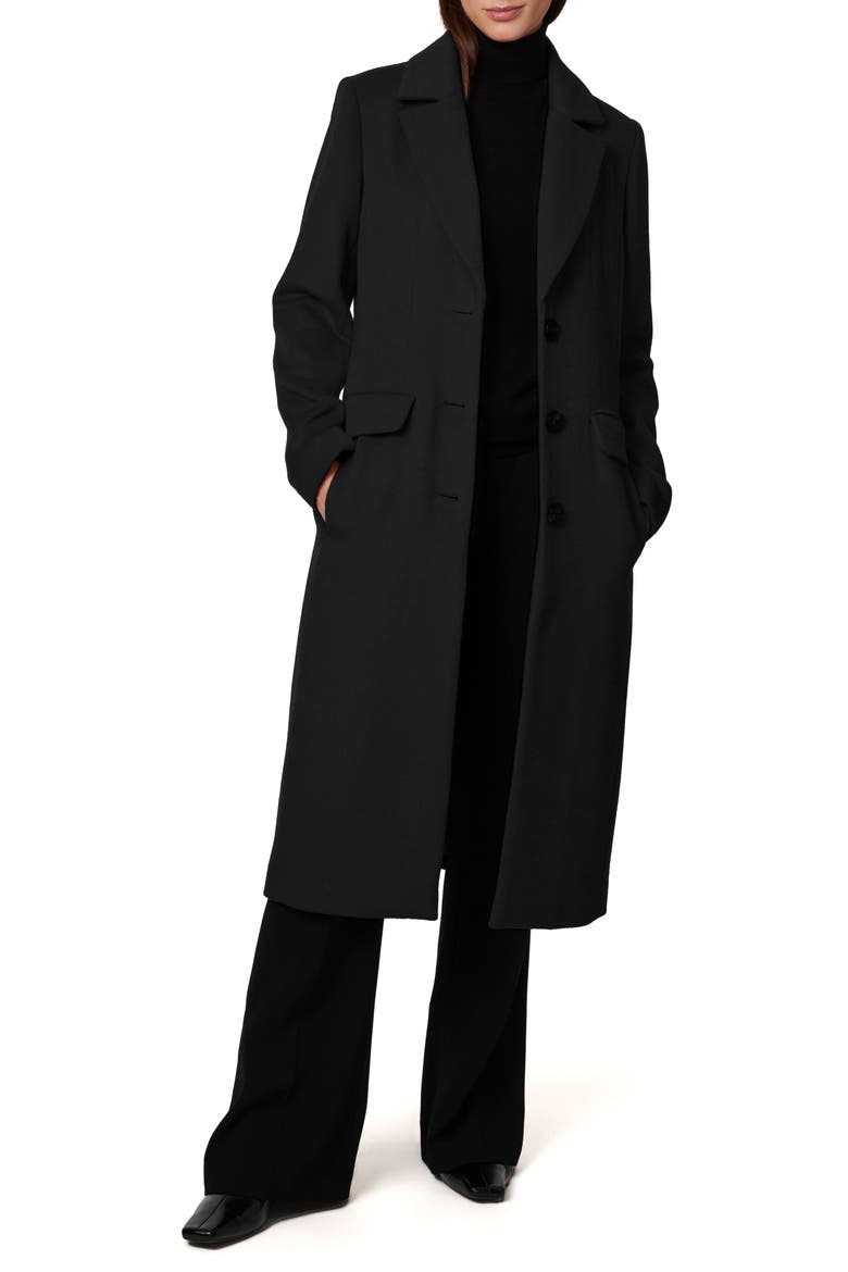Structured Wool Blend Coat, Alternate, color, BLACK