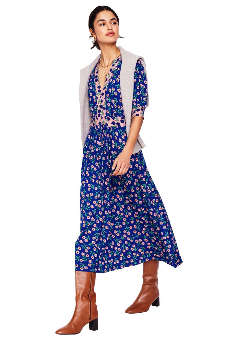 Boden Lila Floral Print A-Line Dress, Alternate, color, 