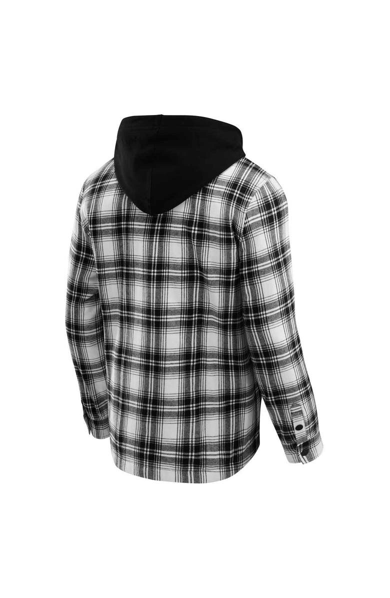 Darius Rucker Collection by Fanatics Men's NFL x Darius Rucker Collection by Fanatics Black Las Vegas Raiders Plaid Flannel Quilted Full-Snap Hooded Shacket, Alternate, color, Black