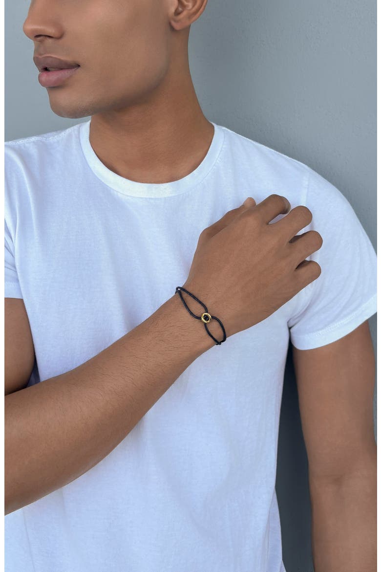 Men's Interlocking Rings Cord Bracelet, Alternate, color, BLACK/ GOLD