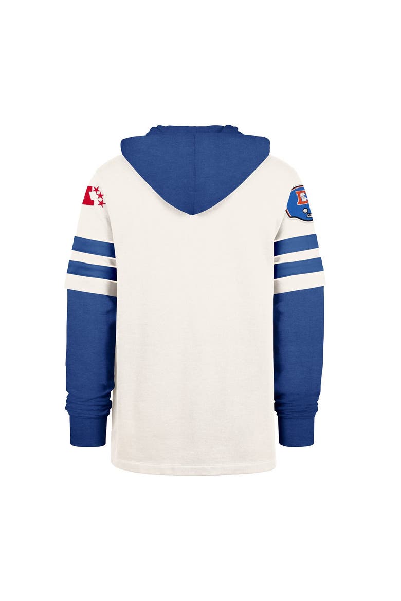 Men's '47  Cream Denver Broncos Split Zone Cornerback Duo Lacer Hoodie, Alternate, color, Cream