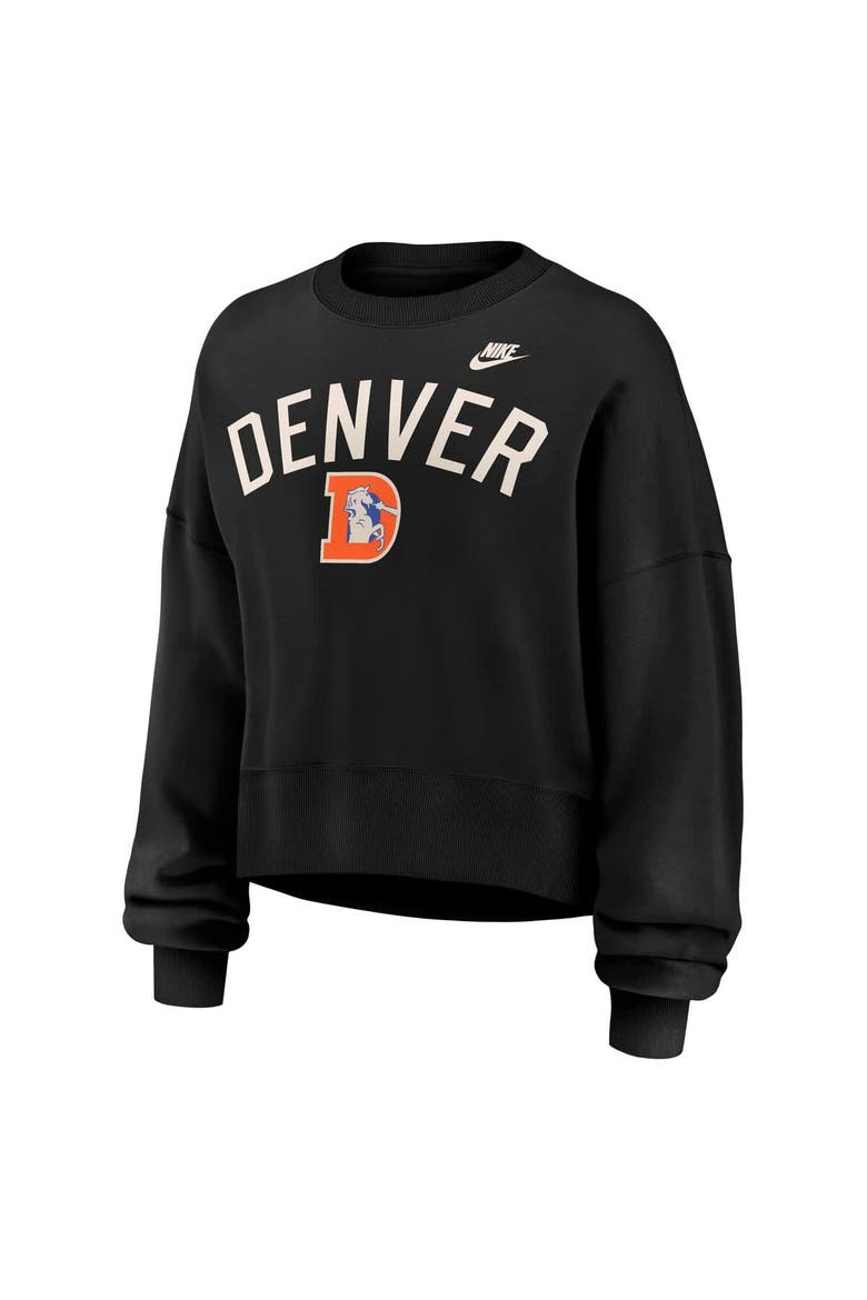 Women's Nike Black Denver Broncos Oversized High Hip Legacy Arch Phoenix Fleece Sweatshirt, Alternate, color, Black
