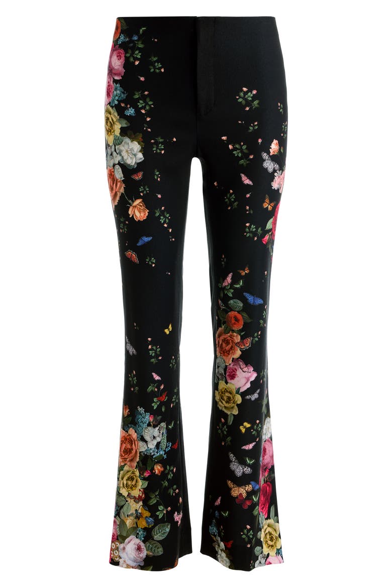 Teeny Floral Fit & Flare Bootcut Pants, Alternate, color, SOLAR STRENGTH BLACK