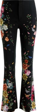 Alice + Olivia Teeny Floral Fit & Flare Bootcut Pants