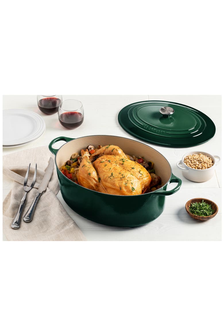 Traditional 8-Quart Oval Enamel Cast Iron Dutch Oven with Lid, Alternate, color, ARTICHAUT