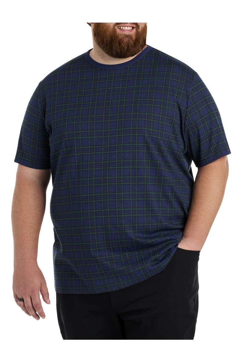 Moisture-Wicking Plaid T-Shirt, Main, color, PEACOAT MULTI