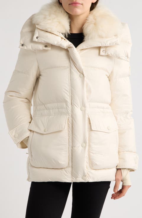Scout Down Puffer Coat with Genuine Tibetan Lamb Hair Trim