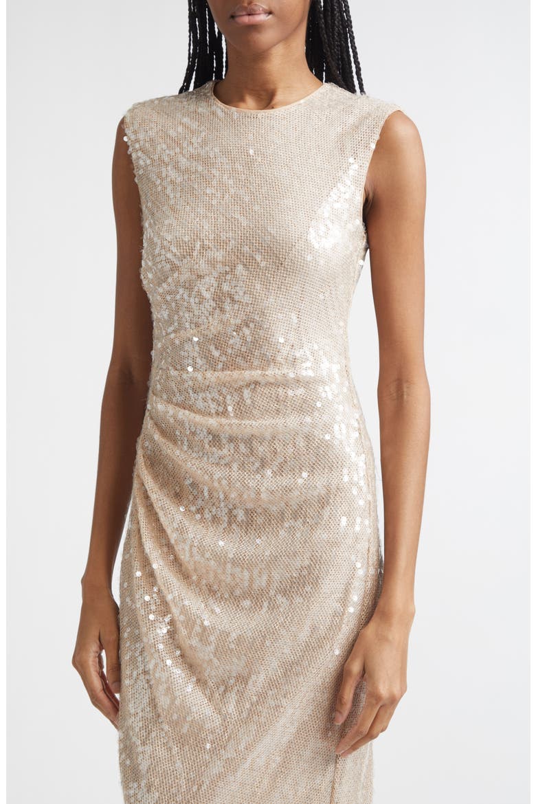 Kimberly Side Ruched Sequin Sheath Dress, Alternate, color, CHAMPAGNE