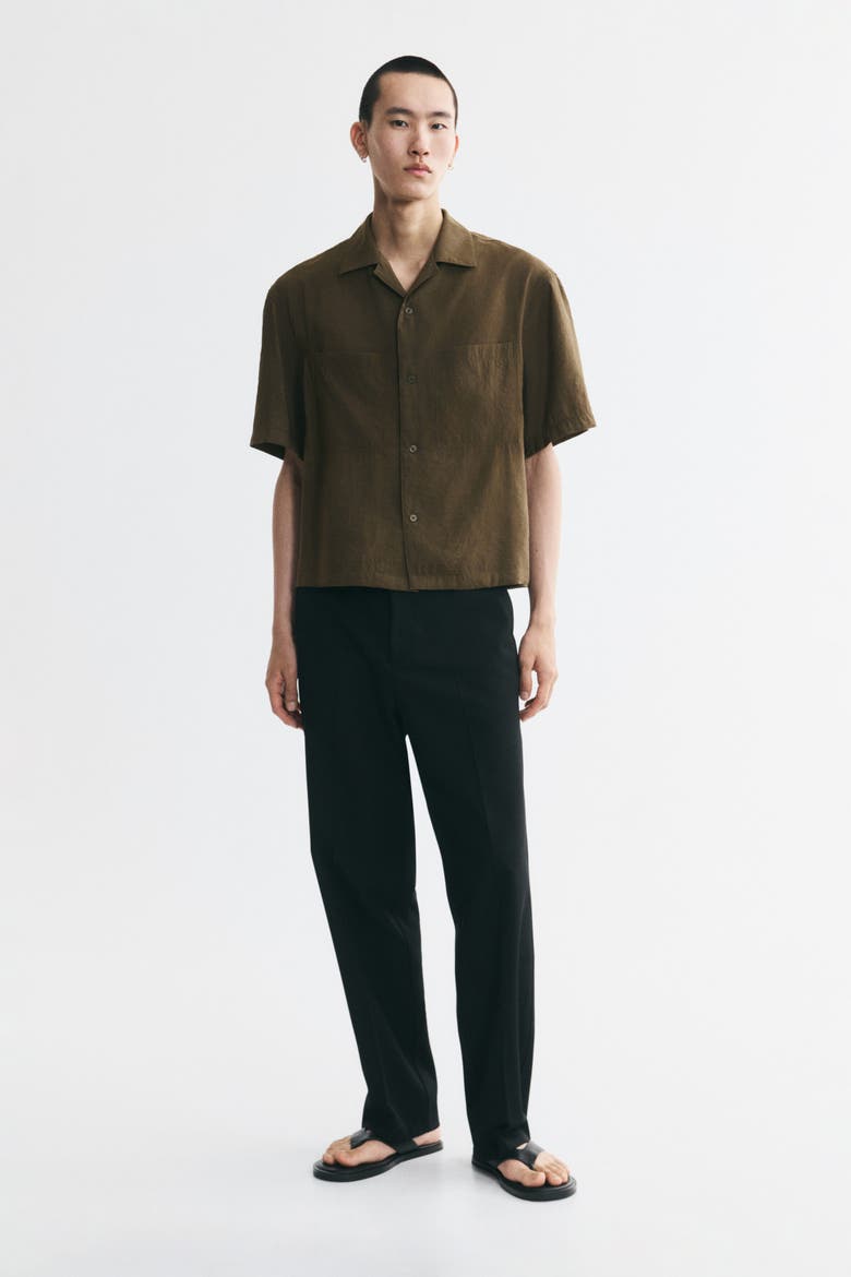 Relaxed-fit Modal-blend Resort Shirt, Alternate, color, Dark khaki green