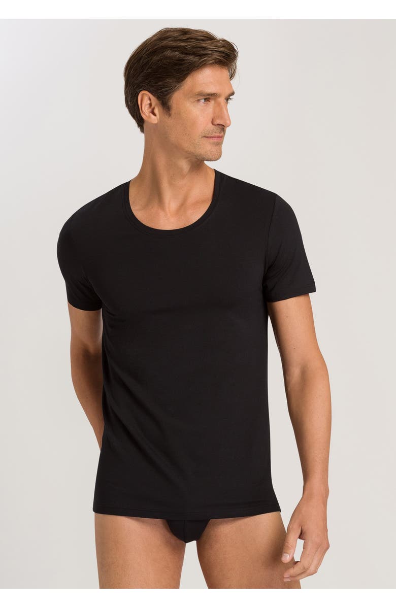 Hanro Cotton Superior Cotton Crew Neck T-Shirt, Alternate, color, Black