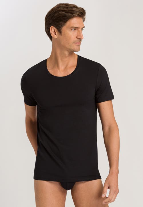 Hanro Cotton Superior Cotton Crew Neck T-shirt In Black