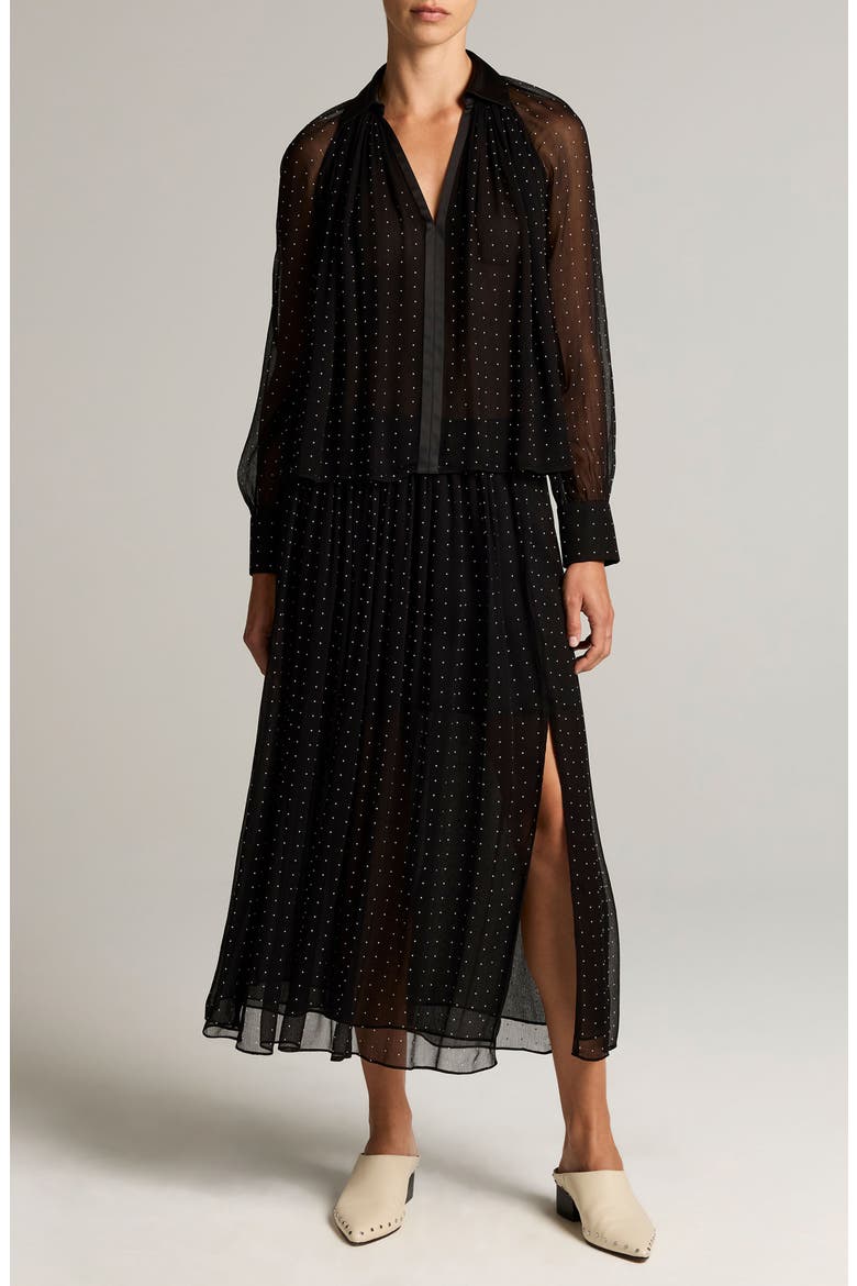 Heat Set Dot Sheer Top, Alternate, color, BLACK