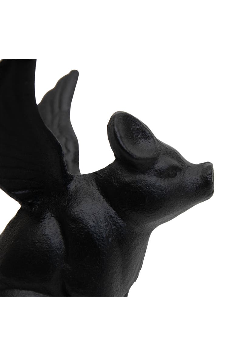 Flying Pig Black Cast Iron Figurine, Alternate, color, Black
