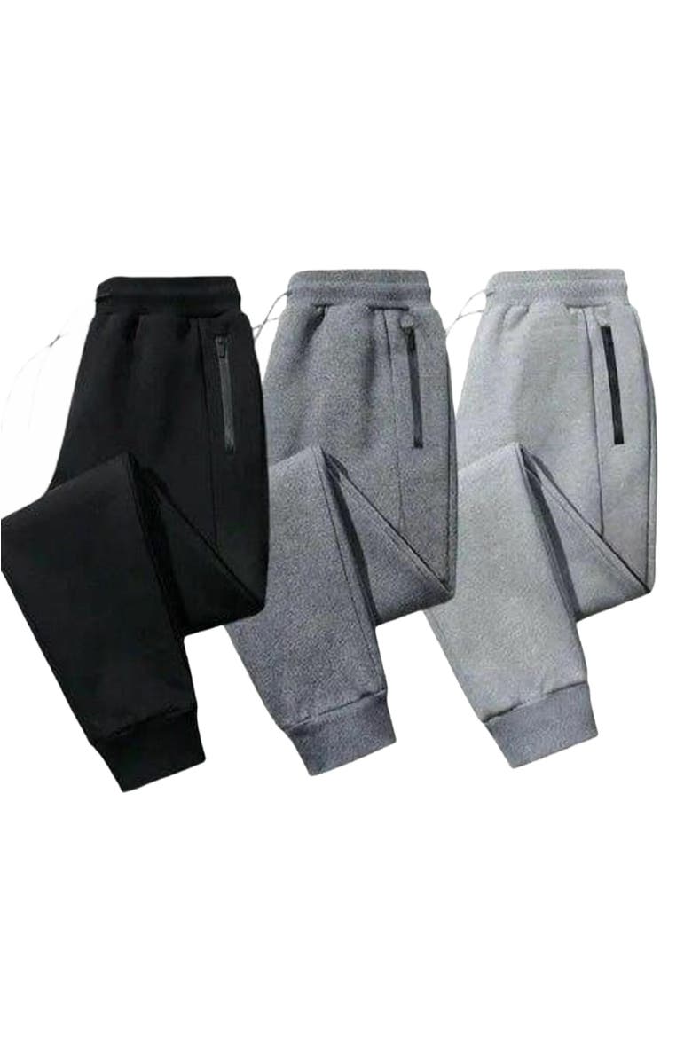 BenBen 3 Pack Mens Ultra Soft Zipper Joggers, Main, color, Black/Charcoal/Heather Grey