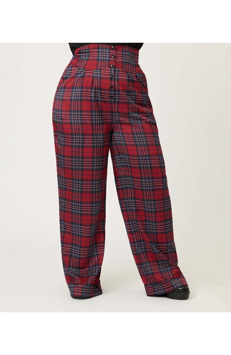 Unique Vintage Plus Size High Waist Trouser, Alternate, color, Red