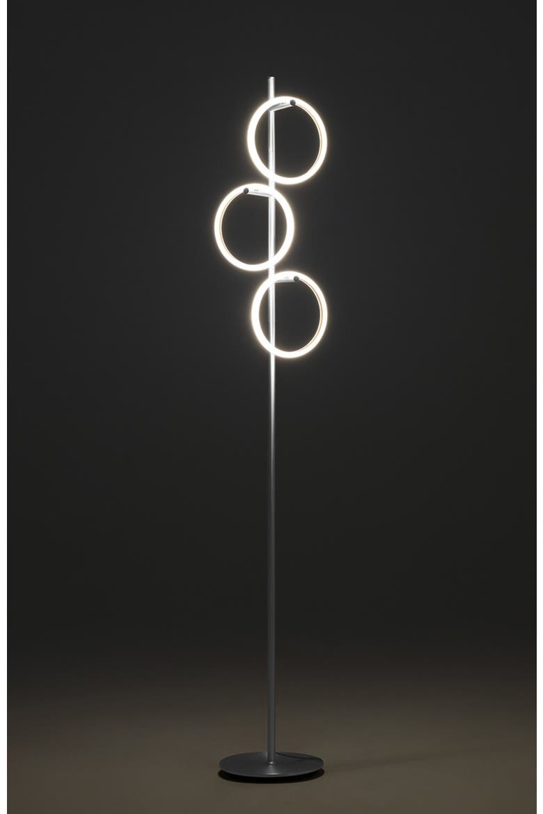 Saturn 66" LED Modern Ring Floor Lamp with Detachable Lights, Alternate, color, Polished Silver