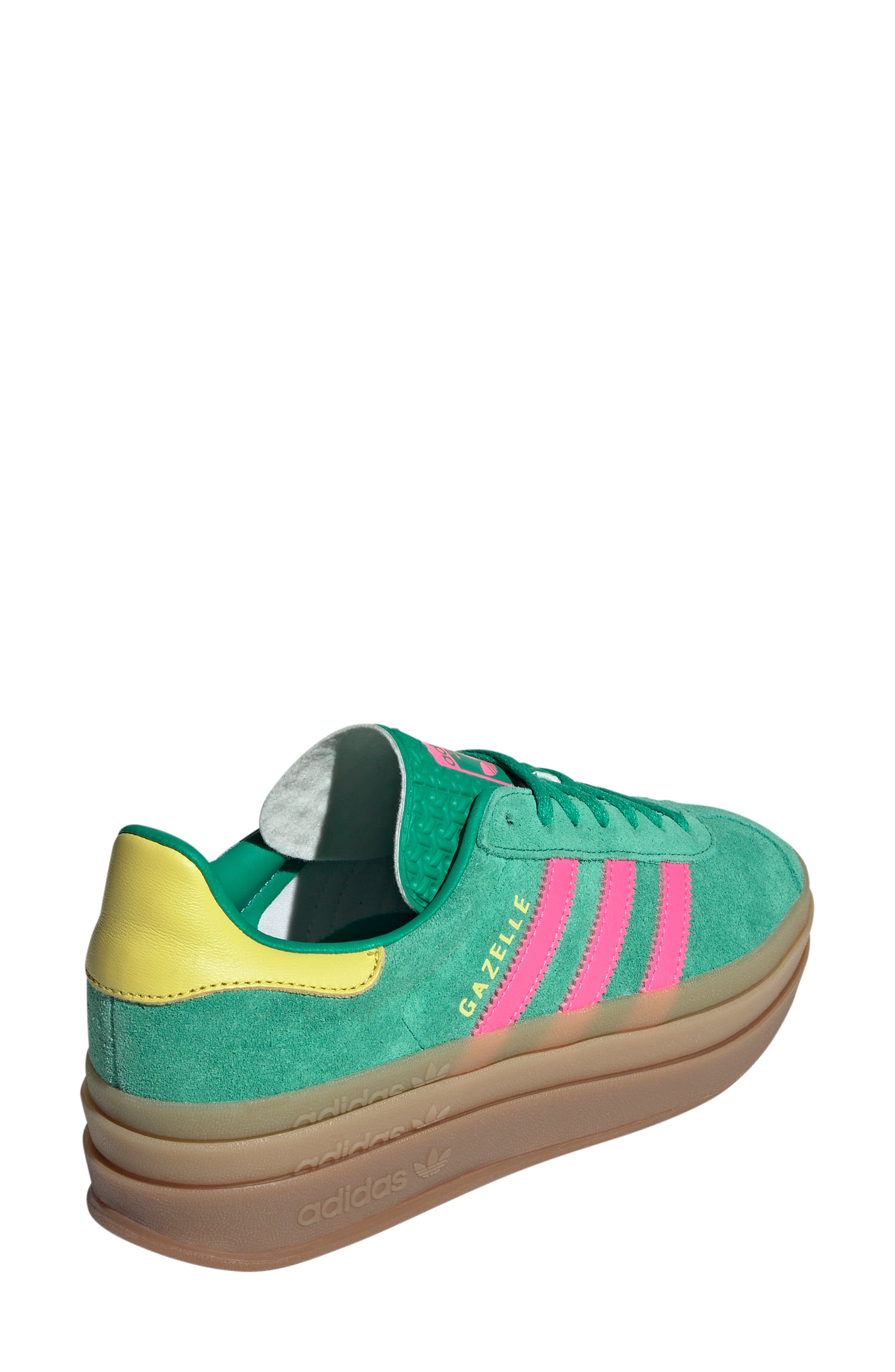 adidas Gazelle Bold Platform Sneaker, Alternate, color, Court Green/Pink/Sulfur