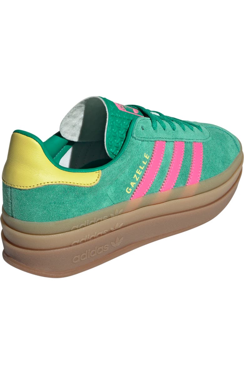 adidas Gazelle Bold Platform Sneaker, Alternate, color, Court Green/Pink/Sulfur