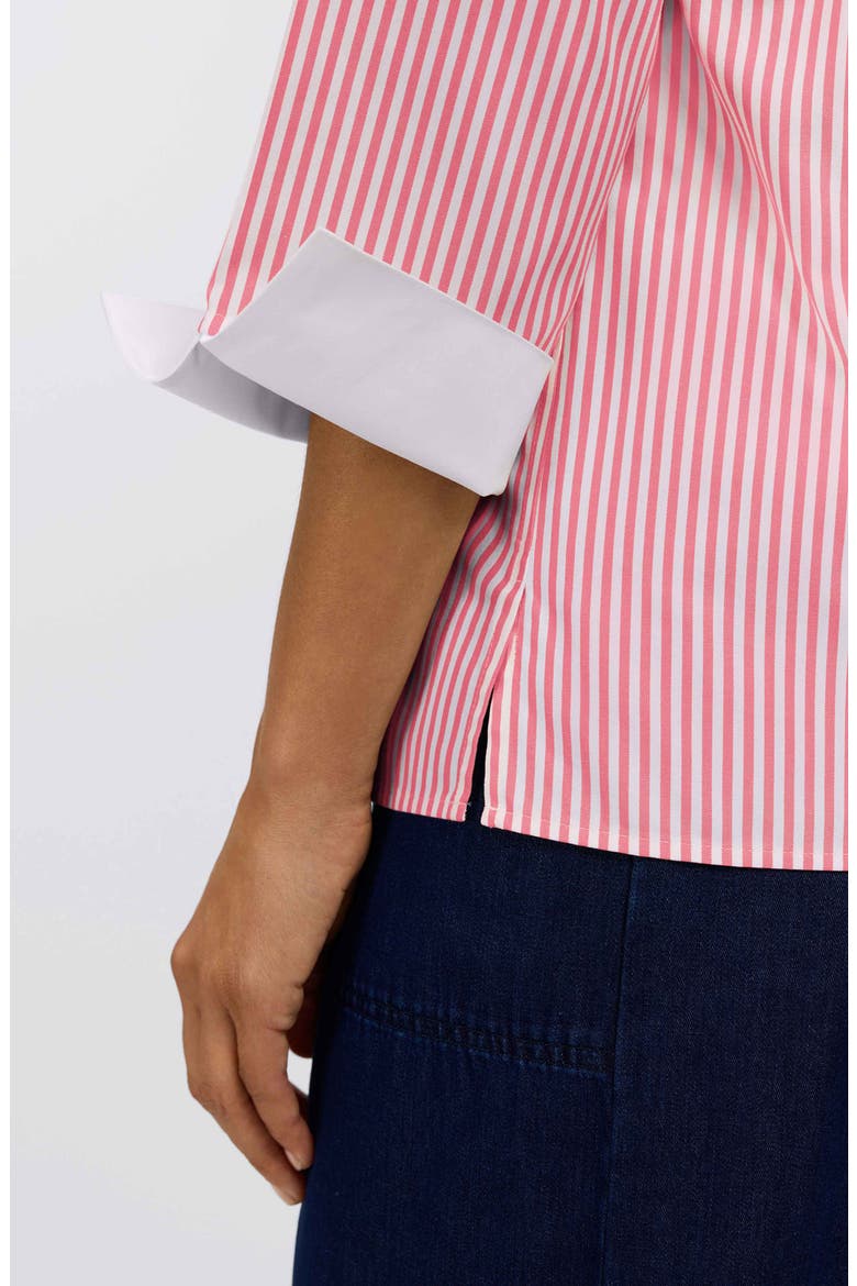 Tammy Ruffle Collar Cotton Top, Alternate, color, CORAL REEF RED