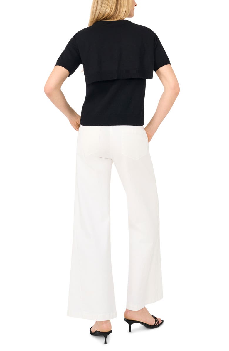 Halogen<sup>®</sup> Shoulder Wrap Short Sleeve Sweater, Alternate, color, Rich Black