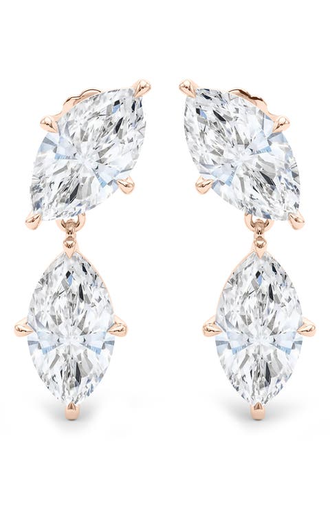 Lab Grown Diamond Twin Marquise Cut Drop Earrings