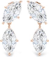 HauteCarat Lab Grown Diamond Twin Marquise Cut Drop Earrings
