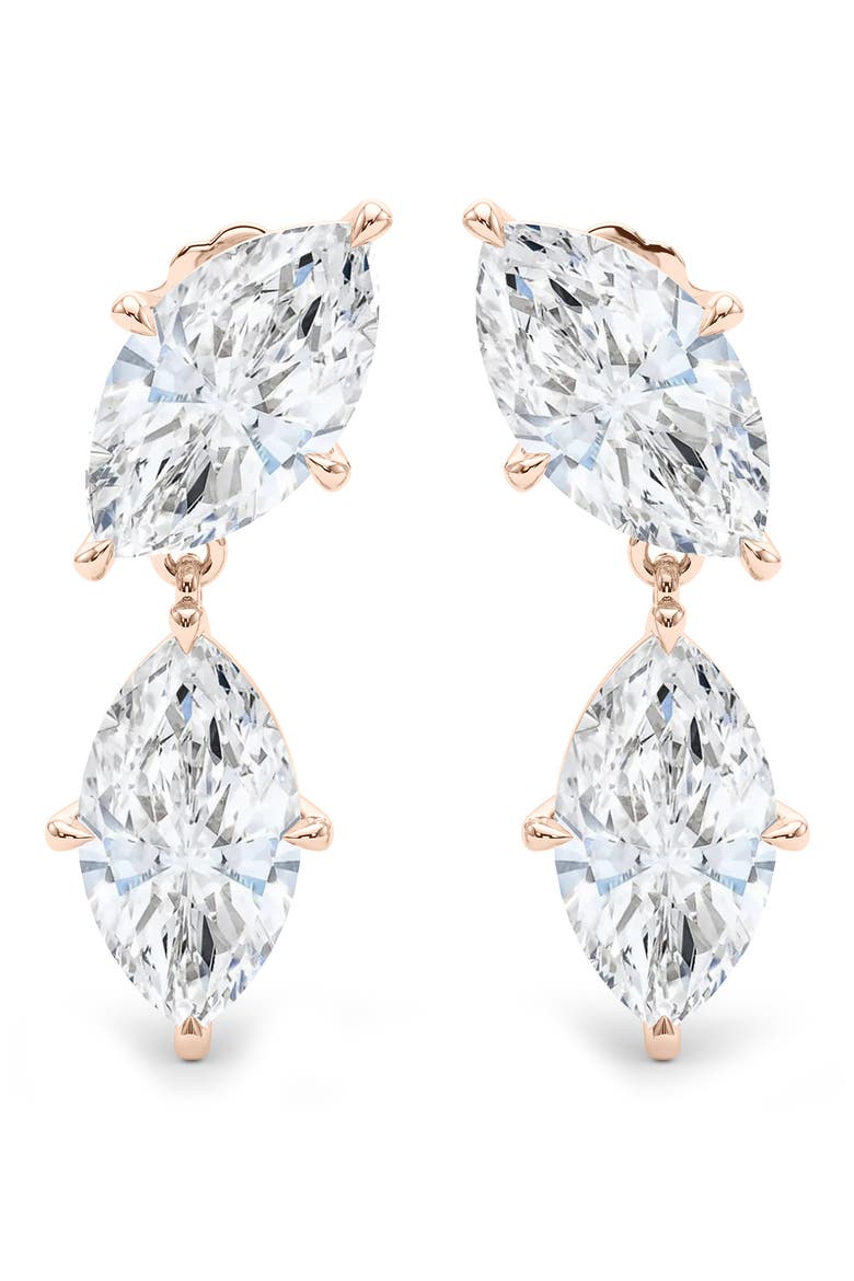 Lab Grown Diamond Twin Marquise Cut Drop Earrings video