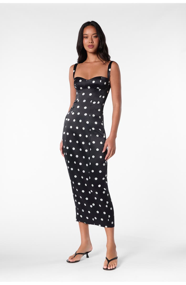 NICHOLAS Dominique Print Dress, Alternate, color, Black White Polka Dot