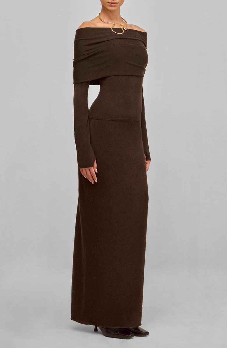 Cult Gaia Andre Off the Shoulder Sweater, Alternate, color, Dark Java