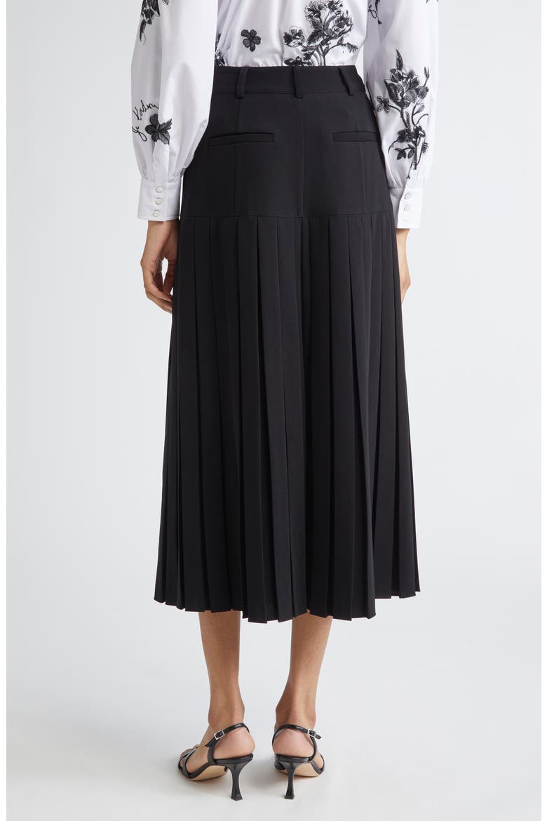 Bane Crepe Placed Pleat Midi Skirt, Alternate, color, BLACK