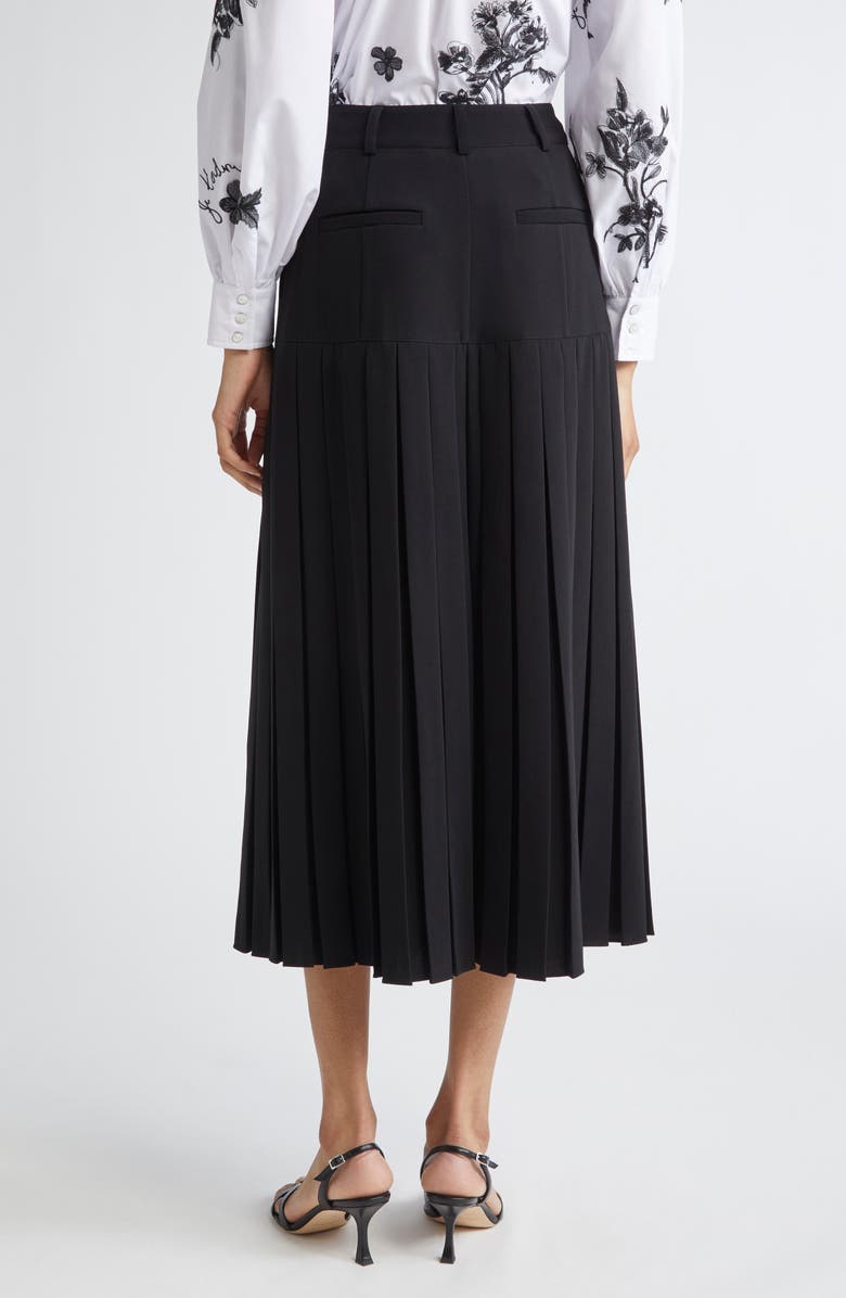 Cinq à Sept Bane Crepe Placed Pleat Midi Skirt, Alternate, color, Black