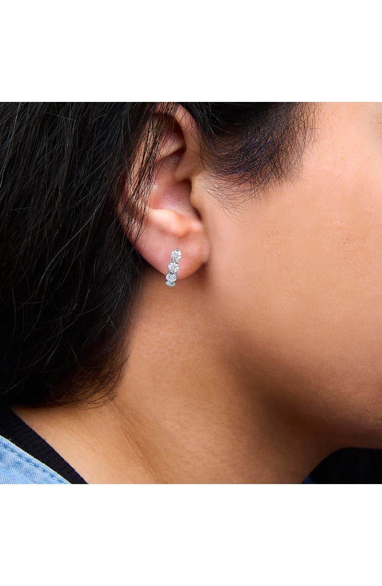 Haus of Brilliance 14K White Gold 1 1/4 Cttw Lab Grown Diamond 5 Stone Open Hoop Stud Earrings, Alternate, color, White